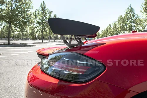 Vista 6 de Para Porsche 718 Boxster & Cayman 2017-presente GT4 Estilo ABS Imprimación de plástico Negro Alerón Trasero Alerón