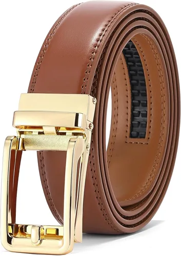 Vista 19 de SENDEFN Cinturón de vestir casual de cuero para hombre de 1 3/8 pulgadas con hebilla de clic ajustable automática con caja de regalo A-negro-71gs