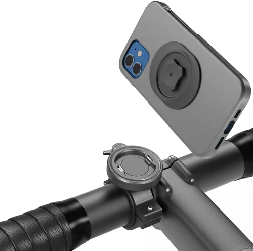 Vista 8 de Soporte de teléfono para manillar de bicicleta con hebilla de 4 puntos, abrazadera universal para scooter, bicicleta eléctrica, MTB Adaptador