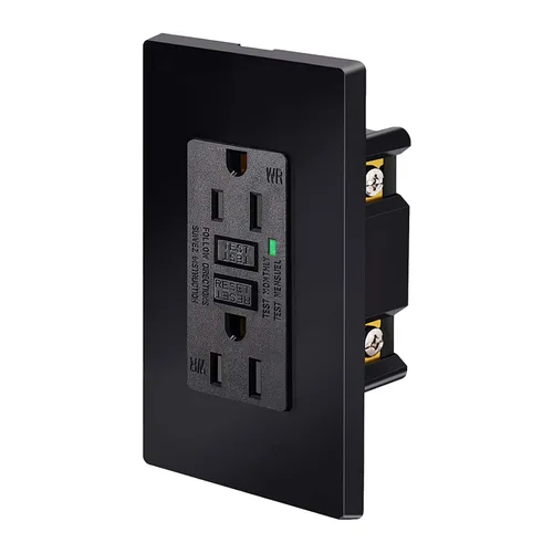 Vista 17 de SuperInk Toma GFCI negra de 15 amperios, toma eléctrica GFI negra, receptáculo de interruptor de circuito de falla de tierra, resistente a