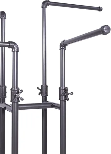 Vista 3 de Clothing Rack Econoco - Tubería resistente ajustable, estante de 4 vías, perchero de tubería de plomería, gris antracita