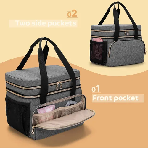 Vista 4 de Luxja Bolsa de extractor de leche de doble capa compatible con Spectra S1 y S2, bolsa de bomba para extractor de leche y piezas adicionales