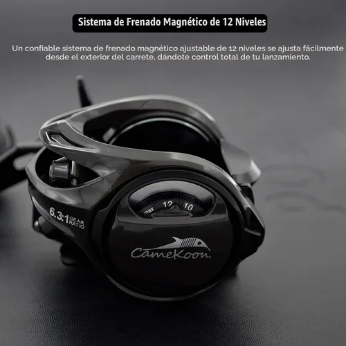 Vista 6 de Carrete de pesca de carbono 300 Baitcasting, carretes de cebo de alta capacidad de línea, relación de engranajes 6.3:1, rodamientos de bolas