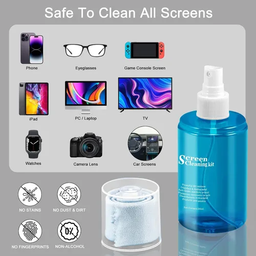 Vista 6 de Spray limpiador de pantalla de automóvil, kit de limpieza de niebla táctil walrfid para CD Disco DVD VCD, limpiador de pantalla para televisor