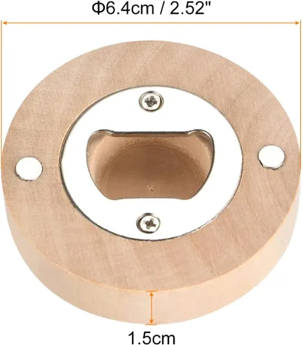 Vista 2 de uxcell Abridor de botellas de cerveza, imán magnético de madera, herramienta de barra de cocina adecuada para nevera, gabinete, club, madera