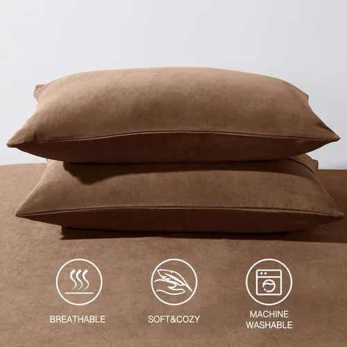 Vista 3 de HAPPYMOON Juego de 2 fundas de almohada de microfibra estándar con cremallera, fundas de almohada transpirables con cremallera para cabello y piel