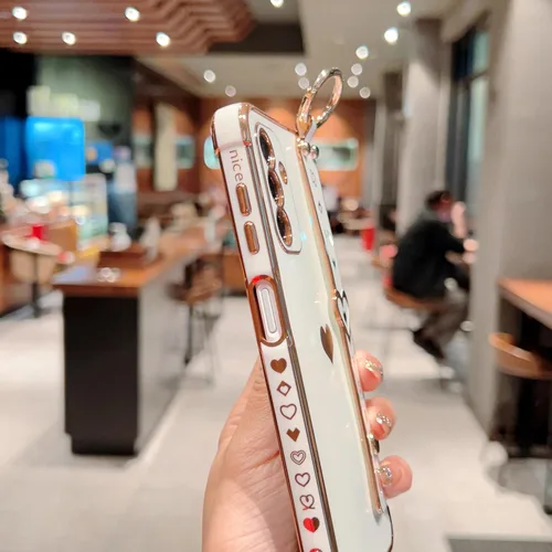 Vista 3 de DEFBSC Funda compatible con Samsung Galaxy A14 5G, con borde galvanizado con correa para la muñeca, protección completa de la cámara, esquinas Blanco