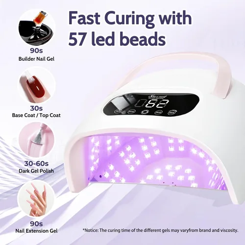 Vista 2 de Lámpara de uñas LED UV, lámpara profesional de uñas de gel de alto vatio con sensor inteligente, secado rápido, 4 temporizadores, secadora