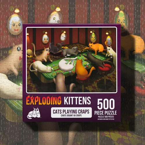 Vista 3 de Exploding Kittens - Rompecabezas de 500 piezas, ideal para adultos, adolescentes y niños, un rompecabezas divertido y artístico con temática
