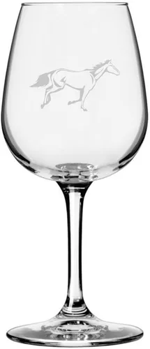 Vista 12 de Abaco Barb Body Horse - Copa de vino grabada multiusos (12.75 onzas) Unique Gifts for Horse Lovers, Personalized Wine Glasses, All-Purpose