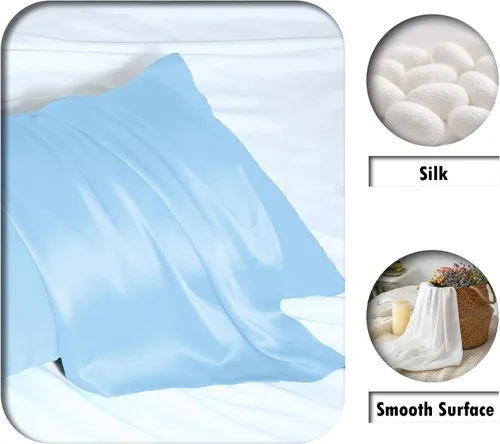 Vista 58 de Funda de almohada de seda para cabello y piel, suave, transpirable y sedosa, juego de fundas de almohada 100% tamaño estándar de 2 piezas, fundas