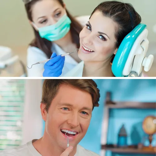 Vista 6 de Herramienta raspadora dental profesional, púa de dentista, paquete de 3 unidades de acero inoxidable médico, raspador de tarter dental