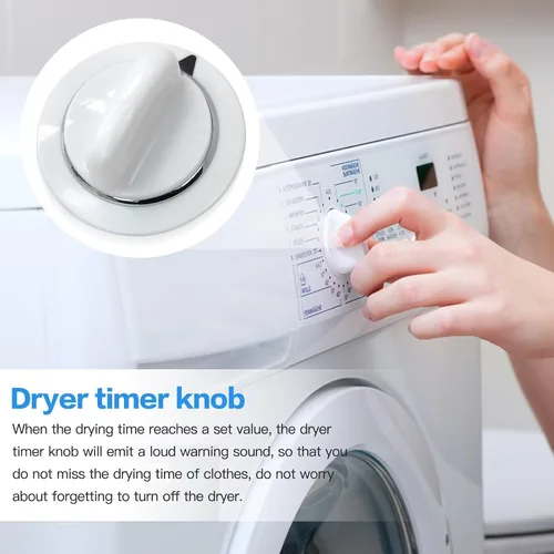 Vista 6 de Paquete de 2 pomos de temporizador WE1M654 para secadora con anillo de metal reforzado AP3995098 WE01M0443 Reemplazo para Hotpoint: HTDX100ED4WW