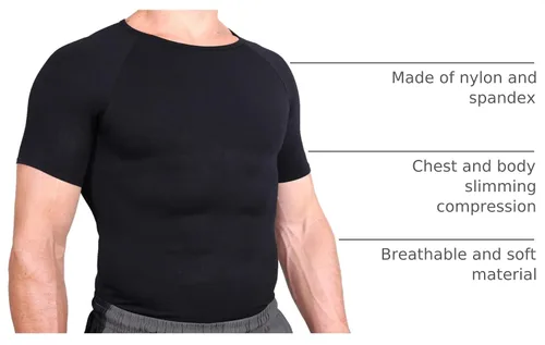 Vista 4 de Esteem Apparel Camiseta de compresión para hombre, adelgazante, para el pecho, chaleco para abdominales Negro