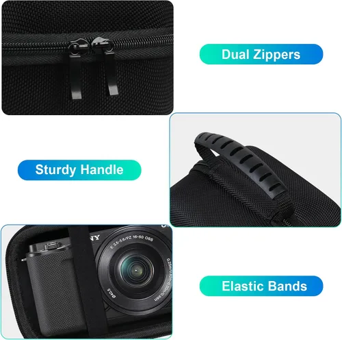 Vista 3 de BOVKE Funda de transporte de viaje compatible con Sony Alpha ZV-E10 – APS-C cámara digital de vlog sin espejo con lente intercambiable