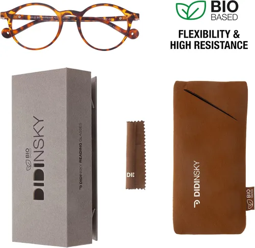 Vista 2 de DIDINSKY Gafas de lectura para presbicia para hombre y mujer, anti luz azul, táctiles de goma, patillas flexibles y lentes antirreflectantes. Havana