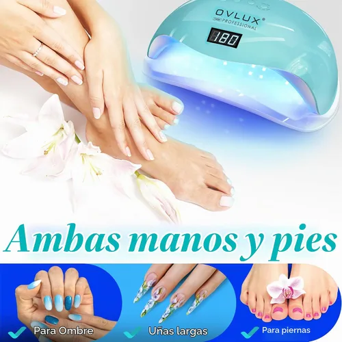Vista 6 de OVLUX Lámpara de uñas LED UV de 180 W, secador de uñas rápido profesional para esmalte de gel con 57 LED, sensor automático, pantalla LCD, 4 ajustes