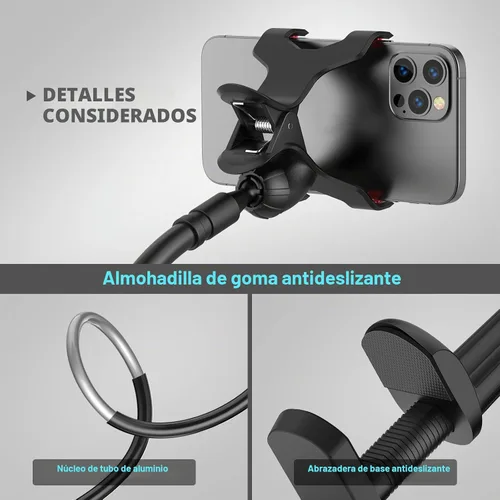 Vista 6 de Soporte de teléfono de cuello de cisne para cama, soporte flexible para teléfono celular con brazo perezoso, soporte de abrazadera ajustable 360