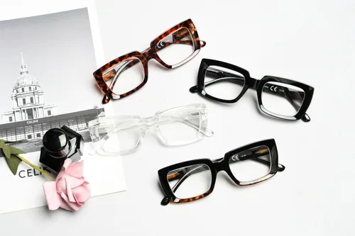 Vista 7 de Eyekepper - Juego de 4 gafas elegantes para mujer, anteojos cuadrados de gran tamaño para mujer