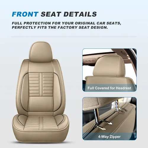 Vista 4 de Fundas de asiento para Chevrolet/Chevy Equinox 2007-2025 2026: 2 fundas de asiento delantero de piel sintética impermeable para automóvil, protector