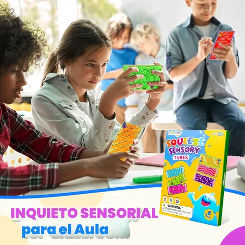 Vista 4 de Juguetes sensoriales blanditos para autismo de LESONG para niños: juguetes sensoriales para necesidades especiales, paquete de 6 laberintos - Goma