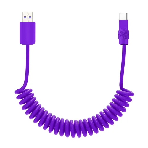 Vista 35 de chubbycable Curly Chubby - Cable de carga rápida USB C en espiral de 240 W, cable de carga retráctil trenzado duradero para automóvil compatible