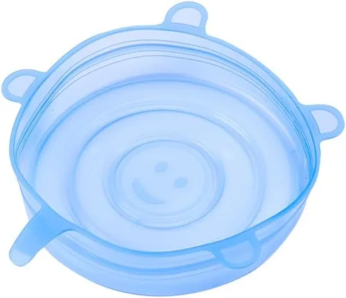 Vista 2 de Paquete de 6 tapas elásticas de silicona, fundas reutilizables para almacenamiento de alimentos, aptas para microondas, congelador y lavavajillas