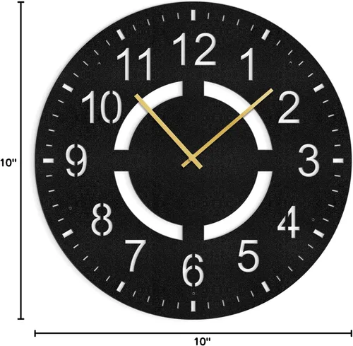 Vista 9 de Reloj de pared de metal, arte de pared silencioso, funciona con pilas, números grandes, escultura de pared, colgantes, decoración del hogar