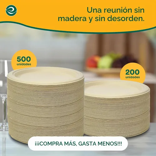 Vista 9 de ECO SOUL Platos de papel de bagazo desechables de 9 pulgadas