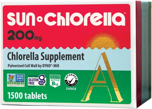 Vista 9 de Sun Chlorella Suplemento superalimento de algas verdes de 200 mg - Pared celular pulverizada - Clorofila, CGF, B12 activo, hierro, proteína, sin OMG