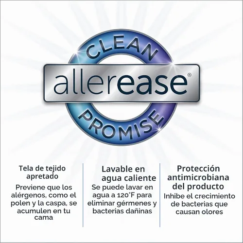 Vista 5 de AllerEase Protector de colchón con cierre. Protección contra las alergias a prueba de agua, Poliéster, Blanco, gemelo