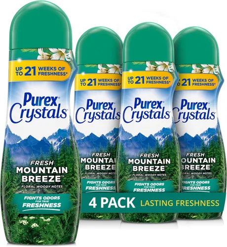 Vista 15 de Purex Crystals In-Wash - Potenciador de aroma, flor de cerezo y jengibre, 21 onzas (paquete de 4), tecnología de frescura y eliminación de olores