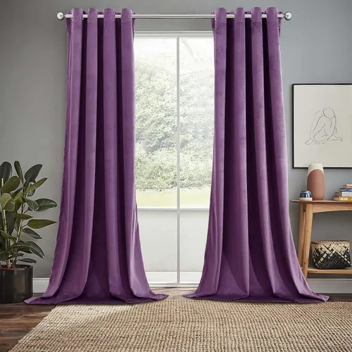 Vista 9 de Royal Hotel Bedding Paneles de cortinas opacas de terciopelo con ojales superiores pesados, paneles sólidos, cortinas de terciopelo suave, juego