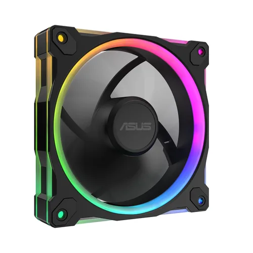 Vista 19 de ASUS Prime MR120 ARGB Fan Negro Paquete Triple, Marco Extra Grueso de 28mm, Silencioso, Enfriamiento de Alto Rendimiento con Control PWM, 20 LEDs