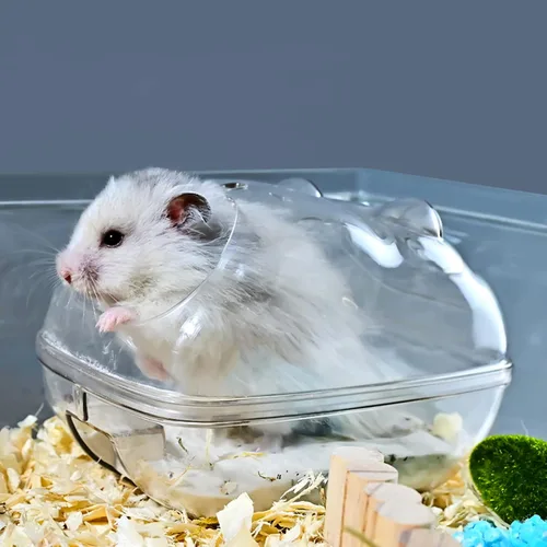 Vista 6 de Contenedor de baño de arena para hámster, bañera de hámster con cuchara de limpieza, gran espacio, fácil de limpiar, para hámster enano, jerbo