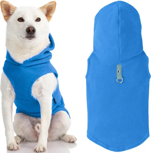 Vista 11 de Gooby - Sudadera con capucha de forro polar para perro, chaqueta con cremallera para perro con correa de junta tórica para perros pequeños a Negro