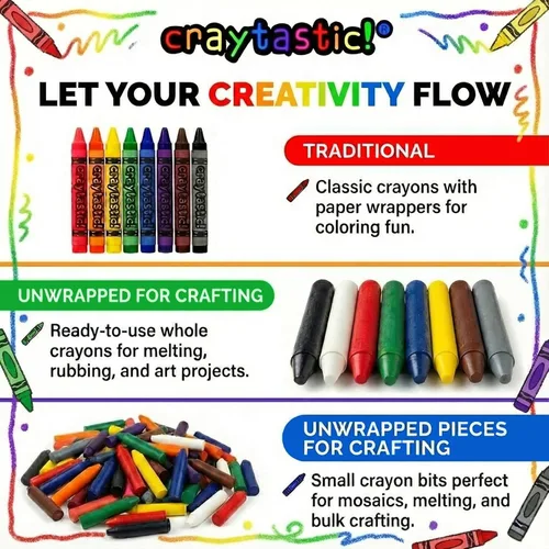 Vista 4 de Craytastic! 48 crayones a granel (12 juegos de 4 paquetes), paquete a granel de crayones para aula, niños, recuerdos de fiesta, paquetes de crayones