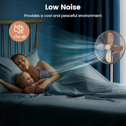 Vista 2 de LDAILY Ventilador de pedestal, ventilador oscilante de 16 pulgadas con 3 velocidades, velocidad ancha, altura y ángulo ajustables, ventilador