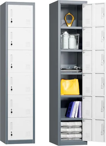 Vista 12 de Greenvelly Gabinete de almacenamiento de 9 puertas para empleados, casillero de metal para oficina, gimnasio, escuela, casillero de acero negro