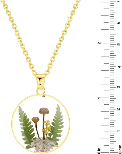 Vista 105 de Forget-Me-Not and Queen Anne's Lace Pressed Wildflower Necklace Birth Month Real Flower Necklace Gold/Silver Pressed Flower Jewelry