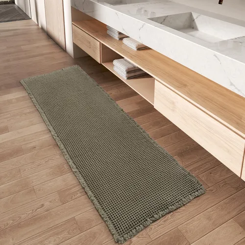 Vista 23 de AMOAMI Tapete de baño mejorado con diseño de gofre, súper absorbente, antideslizante, para suelo de baño, lavable a máquina, con borlas, tapetes