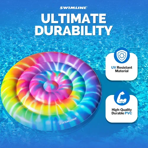 Vista 7 de SWIMLINE Flotador de piscina original Tie Dye (espiral), tumbona de vinilo duradero para adultos y adolescentes, divertido flotador de piscina