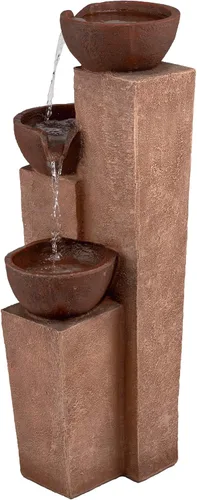 Vista 8 de Alpine Corporation ZEN398 - Fuente de agua moderna de 3 niveles para exteriores de 35 pulgadas, elegante fuente de suelo rústica para jardín, patio