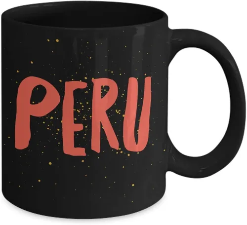 Vista 2 de Perú Futbol Taza de Cafe Vaso, taza café divertidas, tazas personalizadas, taza de café inspiradoras, taza con mensajes positivos., 11onza, Negro