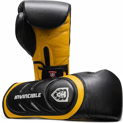 Vista 2 de Invincible Fight Gear Professional Hook and Loop Leather Training Boxing Gloves v2.0 - Ideal for Boxing, Kickboxing, Muay Thai, MMA for Men Women