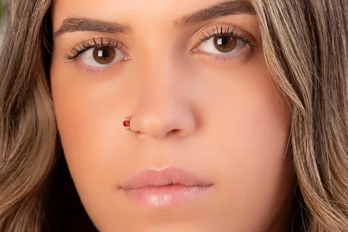 Vista 12 de 20g Gold Nose Rings + 3mm Opals