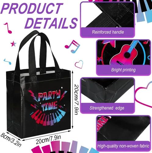 Vista 5 de Pinkunn 20 piezas de bolsas de regalo para fiesta musical, bolsas de regalo no tejidas, suministros para regalos temáticos para adolescentes, cajas