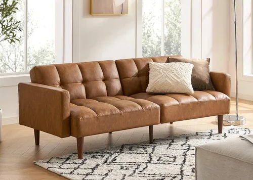 Vista 16 de mopio Sofá cama futón de 76.4 pulgadas, sofá biplaza, sofá cama, sofá futón moderno de mediados de siglo, sofá cámara, sofás para sala de estar
