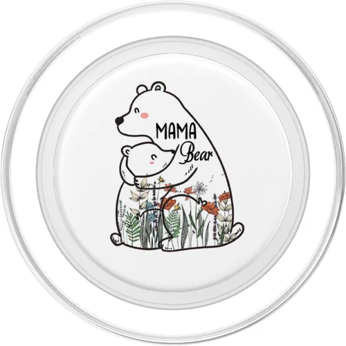 Vista 2 de Mama Bear Wildflower Vintage Retro PopSockets MagSafe PopGrip para iPhone