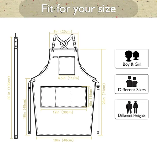 Vista 5 de Delantales artísticos infantiles para pintura, jardinería, cocina, múltiples bolsillos, bata para niños y niñas, impermeable (de 6 a 12 años)